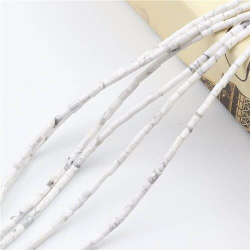 Natural 2*4mm Cylinder White Howlite Stone Gemstones Loose Beads Crystal Energy Stone Power Beads for Jewelry Making