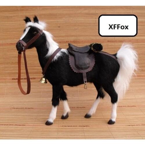 New real life black blood horse model plastic&furs simulation horse doll with saddles gift about 28x10x26cm xf1855