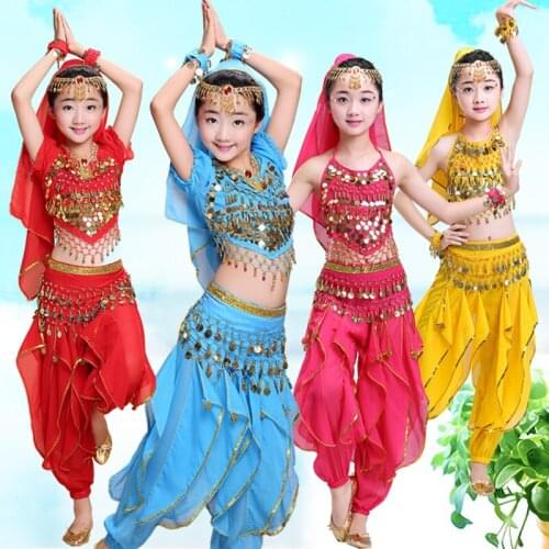 New Children Belly Dance Costume Set Kids Belly Dancing Girls Bollywood Indian Performance Costumes