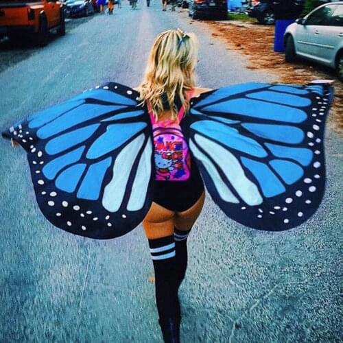 Colorful Soft Fabric Butterfly Wings Tippet Stole Scarf Ladies Fairy Costume