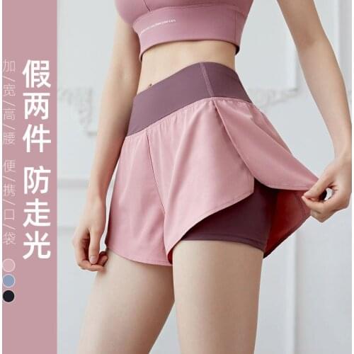 2021 sexy sports fitness anti-empty shorts women fake two-piece high-waist hip-lifting yoga tights three-point shorts