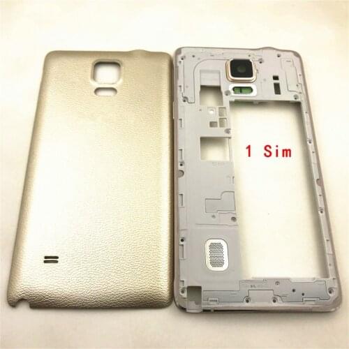 Full Housing For Samsung Galaxy Note 4 N910F N910A N910P N910C Middle Frame Plate Bezel With Side key+ Back Door Battery Cover