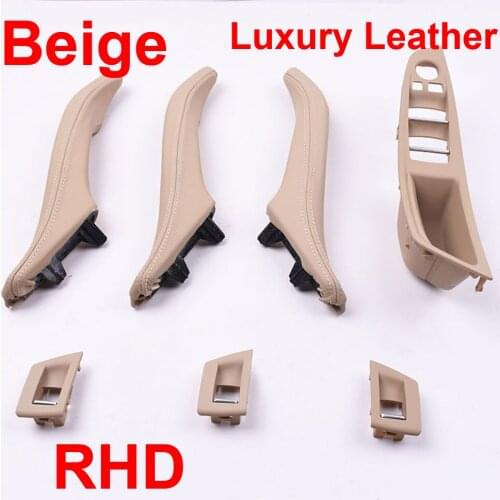 Luxury Leather Right Hand Drive RHD For BMW 5 series F10 F11 520 525 Beige Car Interior Door Handle Inner Panel Pull Trim Cover