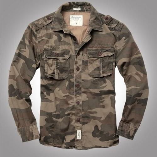 Military Cargo Shirts Men Military Shirt Long Sleeve Jackets Camouflage Tactical Desert Jungle Mens Work Coats Mens Clothin