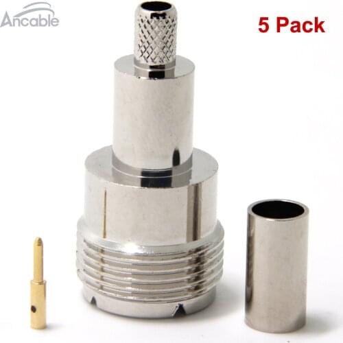 SO239 UHF PL-259 Crimp Female Connector for RF coax cable RG58 RG142 LMR195 RG400 Pack of 5