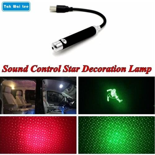 Tak Wai Lee 1X USB Music Sound Control LED Laser Rotation Interior Light Car Styling Star Decoration Atmosphere Lamp 3 Patterns