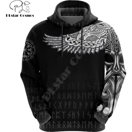 Vikings The Raven Tattoo All-Over Print 3D Hoodie and Sweatshirt Harajuku Fashion hoodies Unisex Casual Jacket pullover DW0023