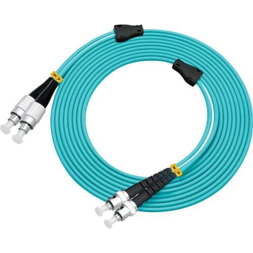Indoor Armored 40 Meters ST-FC Duplex 10 Gigabit 50/125 Multi-mode Fiber Optical Cable OM3 Aqua 10GB ST to FC Patch Cord Jumper