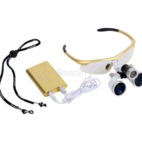 High Quality 3.5X420mm Portable Dentist Surgical Binocular Dental Loupe Optical Glass with LED Head Light Lamp