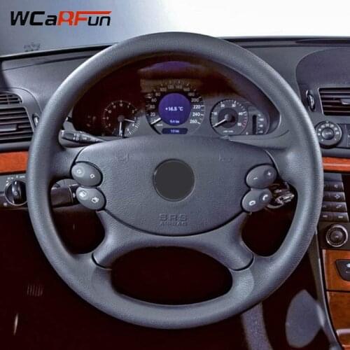 WCaRFun Black Genuine Leather Steering-Wheel Cover for Mercedes Benz E-Class W211 E230 E280 E350 CLS350 CLS500