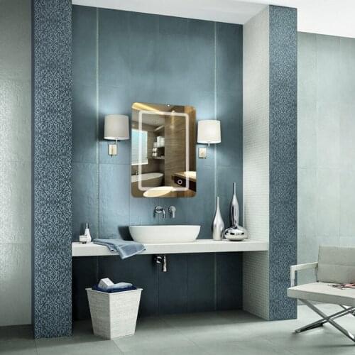 70*50cm Aluminum LED Bathroom Mirror 4mm Touch 9W Bulb 1M Long Power Cord Wall Mounted Beauty Makeup LED Light Bath Mirror HWC