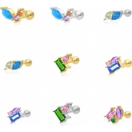 CANNER Simple Color Zircon Earrings For Women 925 Sterling Silver Piercing Stud Earrings Pendiente Plata Fine Jewelry 2021 Trend