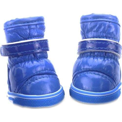 New Dog Shoes 4pcs\lot Blue Puppy Pet Dog Winter Shoes Sport Casual Anti-slip Boots Thicker Cotton Shoes For Chihuahua XXL