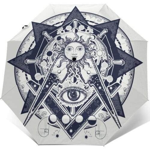 All Seeing Eye Spirituality And Esoteric Windproof Automatic Folding Inverted Umbrella Portable Paraguas for Man Woman