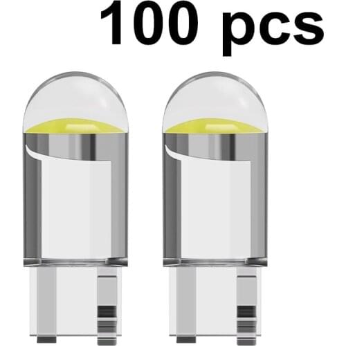 100pcs Car LED T10 W5W COB Reading Dome Lamp Marker Light Wedge Lights License Plate Bulbs 168 194 192 DC 12V White Red