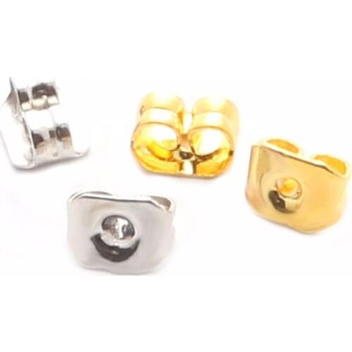 100pcs 4x5mm Rhodium/Gold Plated Ear Plugs Earring Hook Earring Back Stopper Jewelry Findings For Jewelry Making DIY