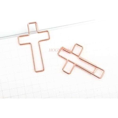12pcs Cross Rose Gold Paper Clip Cartoon Pin Shape Pendant Fashion Paper Clip