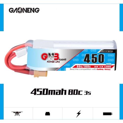 2/4PCS Gaoneng GNB 450MAH 11.1V 3S 80C Lipo Battery XT30 Plug for iFlight CineBee Indoor Cine Whoop BetaFPV Drone RC Quadcopter