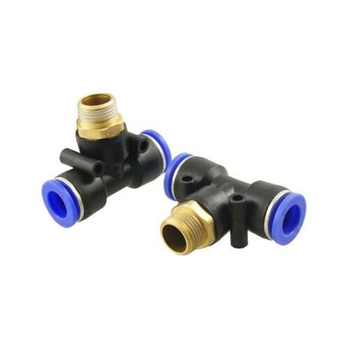 2 Pcs 3/8" Thread 12mm One Touch Push In T Joint Quick Connectors