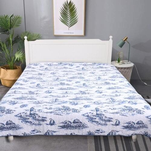 200*230cm Printed Coverlet Bed Cover Cotton Quilted Bedspread For Bed Comforter Summer Blanket White Washable Quilt