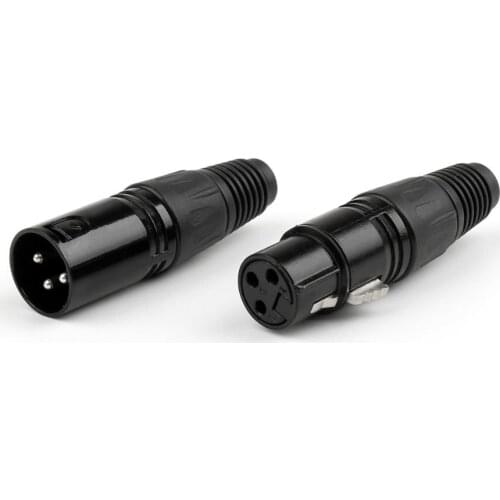 Areyourshop 3Pin Microphone XLR 3 Pin Audio Cable Connector MIC Gold Plated Plug+ Female Jack