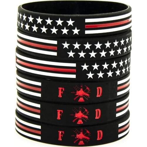 300pcs Motivational American USA Flag Red Line Silicone Bracelets Rubber Wristbands Free Shipping by DHL