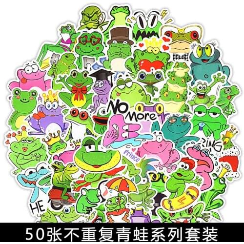 50PCS Cartoon Frog Graffiti Decal Sticker DIY Skateboard Fridge Guitar Snowboard Motorcycle Luggage Kids Toy Frog Stickers