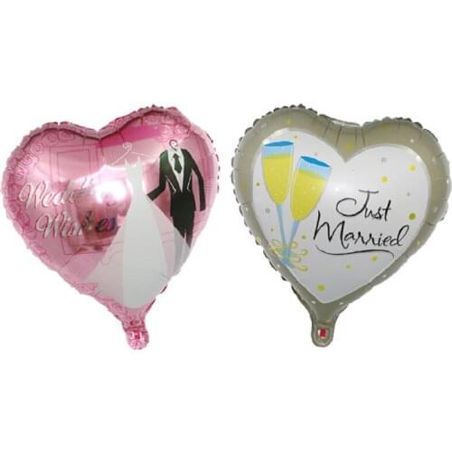50pcs/lot Just Married Foil Balloons Love You Helium Balls Wedding Party Decorations Valentines Day Party Suppliers Anniversary