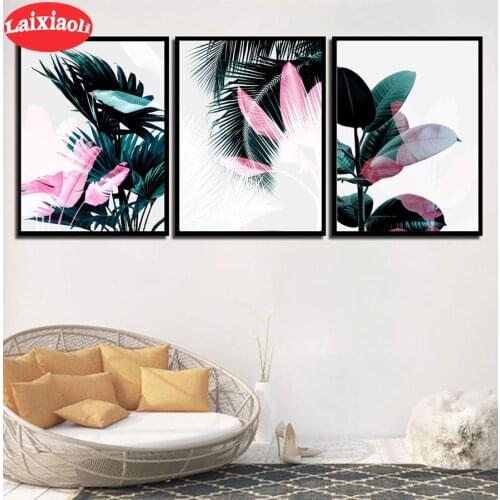 5d mosaic Diamond Painting Green Plants diamond Embroidery full square&round Diamond cross stitch Nordic style 3 pcs home decor