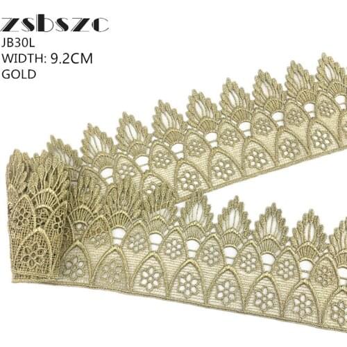 9.2CM Width 5Yards New Design Gold/Silver Lace Ribbon Trim For Garment Sewing Accessories Applique Crafts
