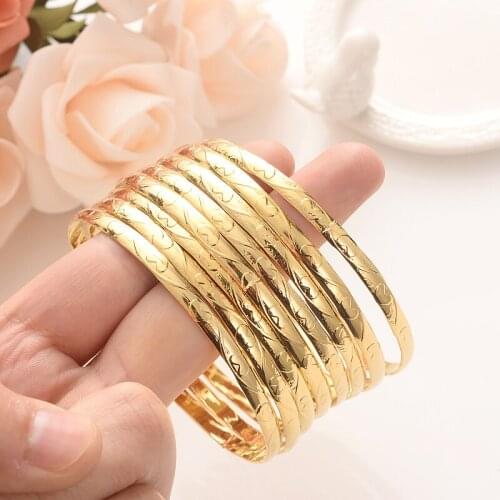 8 pcs Fashion Dubai Bangle Jewelry Gold Color Dubai Bracelet for Men/Women Africa Arab Items wedding bridal gifts