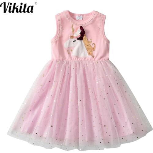Kids Unicorn Dress for Girls Licorne Appliqued Tutu Vestidos Girl Princess Dresses Elegant Party Costumes Children Clothing