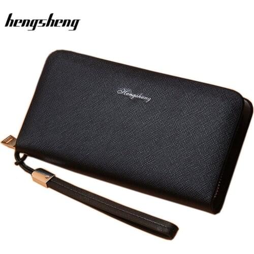 Designer Men Wallets Famous Brand Men Long Wallet Clutch Male Money Purses Wrist Strap Wallet Big Capacity Phone Bag Card Holder