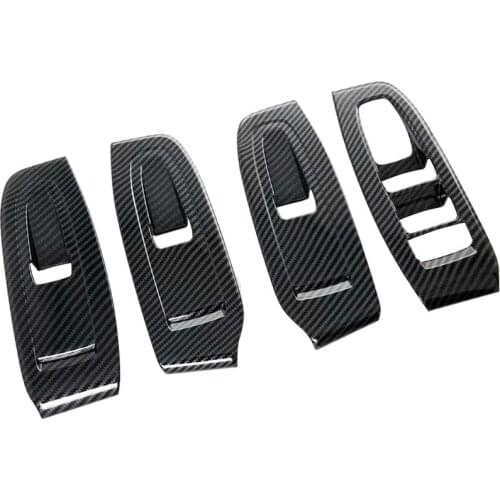 For Subaru Outback Legacy 2020 2021 Car Window Lift Switch Panel Cover Trim Decor Frame Accessories Carbon Fiber, 4PCS