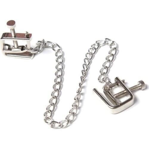 Hot Unisex Bondage Metal Nipple Presses Chained Flat Pressing Nipple Clamps for Breast Torture Tits Fetish Adult Sex Products