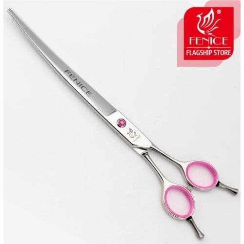Fenice 7.5/8.0 inch Pet Grooming Curved Dog Scissors Japan 440C Dog Salon for Dog Groomer Animal Tools