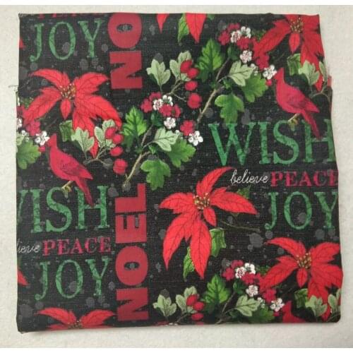 50x105cm Classic Christmas Green Red Leaf Bird Letter printed Cotton Fabric X'mas Fabric Patchwork Cloth Dress Home Decoration