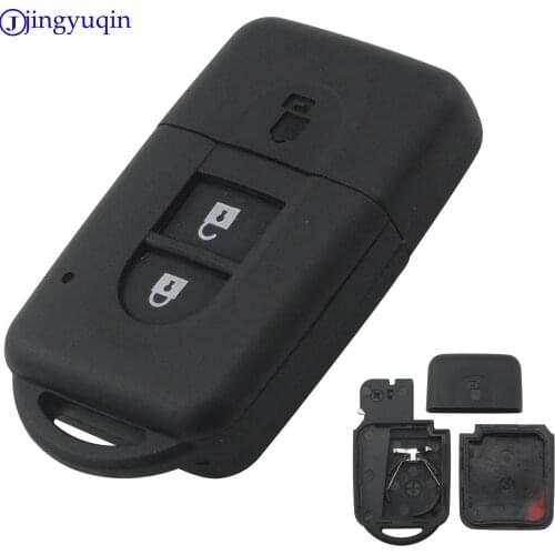 Jingyuqin 2 Buttons Remote Car key Shell Cover For Nissan Micra Xtrail Qashqai Juke Duke Uncut Blade Key Fob Case Replacement