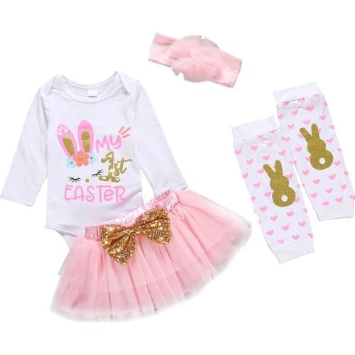 My First Easter Day Clothes 2020 Newborn Infant Baby Girls Rabbit Bunny Romper Bodysuit Skit Set Clothes roupa infantil menino