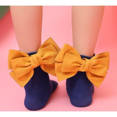 Cute sweet socks for babies girls big frilly bow short ankle socks cute colors princess socks for kids new fashion