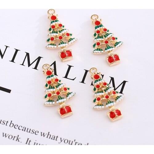 10pcs 16*29mm Fashion Simple Alloy Drip Oil Christmas Tree Charms for Jewelry Making DIY Bracelet Necklaces Earrings Making