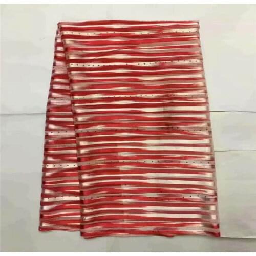 Fashion design high quality african soft silk fabric 5 yards for garment neat embroidery on the material silk fabric. L88277