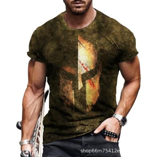 Mens T-Shirt American Helmet Military Style 3D Printed T-Shirt, Loose And Quick-Drying Plus Size Fitness Clothing