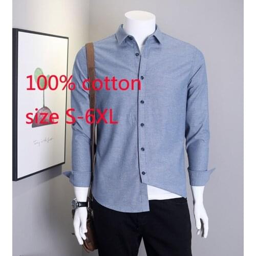 New Arrival Spring And Autumn Long Sleeve Men 100% Cotton Youth Fashion Loose Casual Shirts Large Plus Size SMLXL2XL3XL4XL5XL6XL