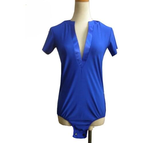 MenS Latin Dance Tops Satin V-Neck Short Sleeves Dancing Practice Clothes Ballroom Tango Competition Leotard Flamenco Shirt