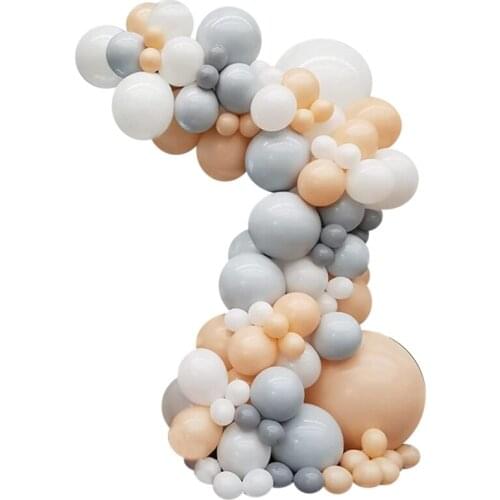 Balloon Arch Kit, Apricot Balloon Garland 102PCS Birthday Decoration, With White Gray Latex Balloons & Balloon Strip