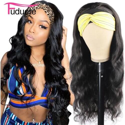 Headband Wig Human Hair Body Wave Remy Hair Indian Scarf Wig Glueless Human Hair Wigs Natural Color Fuduete