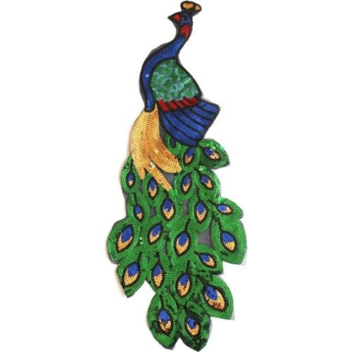 PET Appliques Peacock Animal Patches DIY Scrapbooking Craft Multicolor 42.5cm x 16cm Appliques Badges, 1 Piece