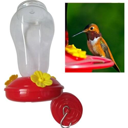 Plastic Wide Mouth Hummingbird Water Feeder Patio Yard Window Outdoor Hanging Flower Shape Bird Drinker Waterer