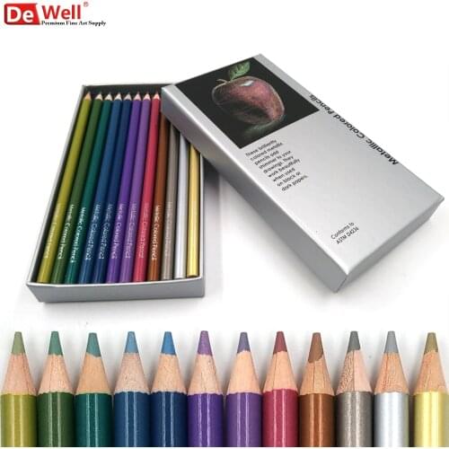 Gift 12/set Colour Pencil Metallic Colored Pencil Marker Pencil Drawing Colour Pencils for Black Paper Drawing Art Supplies